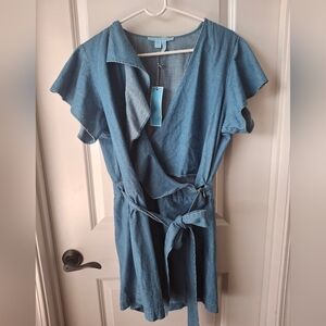 Stylish Blue Wrap Dress